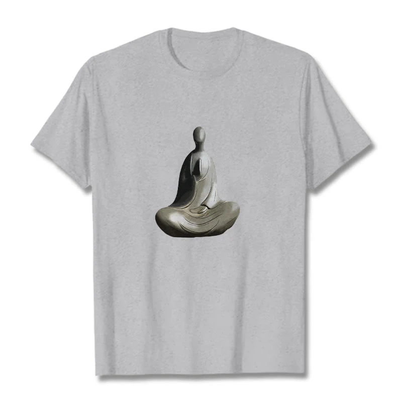 Koszulka z bawełny z motywem Buddha Stones w kolorze szarym i bezpostaciowym