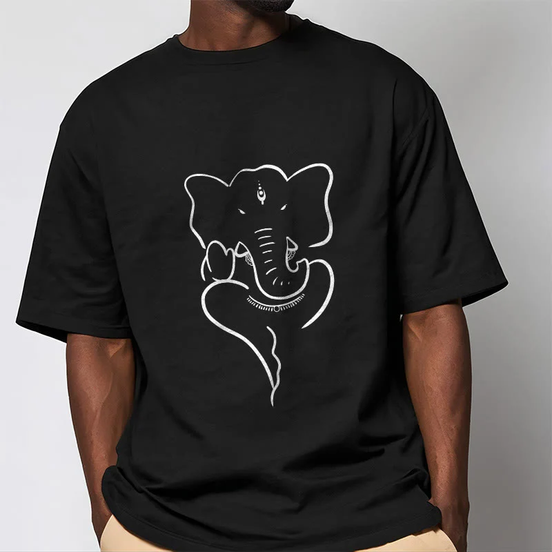 Koszulka z Buddha Stones Kamienie Ganesh Słoń Szkic Wzór T-shirt - Image 2