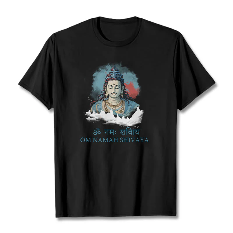 Koszulka z kolorowymi chmurami w sanskrycie OM NAMAH SHIVAYA Buddha Stones