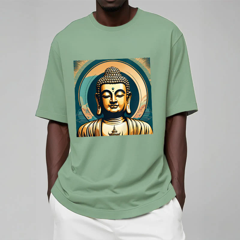Koszulka z nadrukiem Buddha Stones Aura Golden Buddha - Image 15