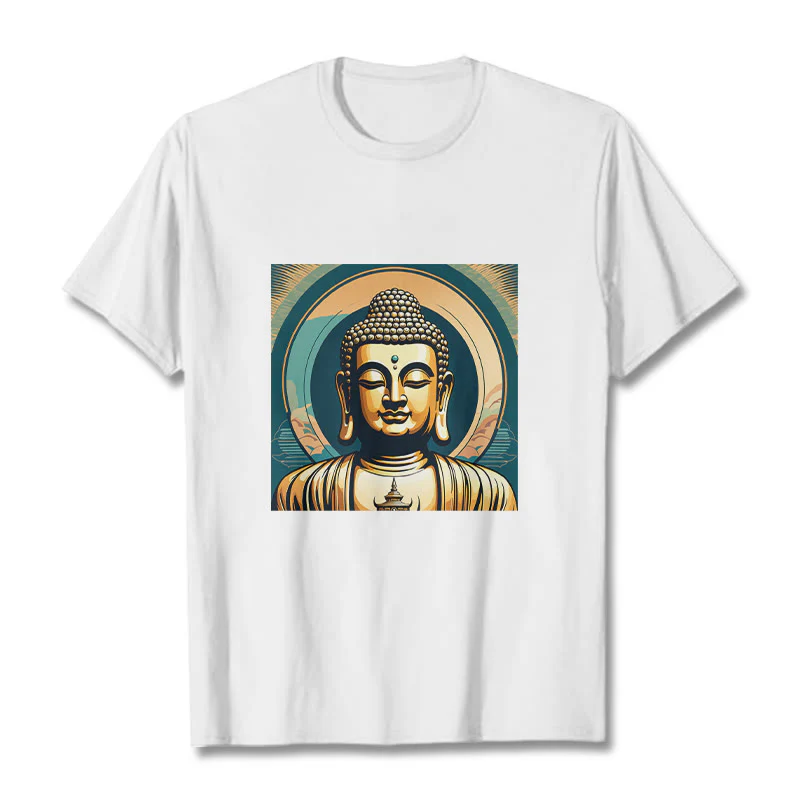 Koszulka z nadrukiem Buddha Stones Aura Golden Buddha - Image 5