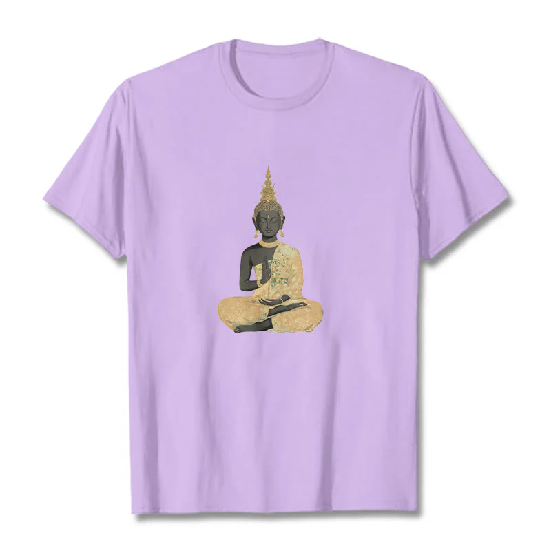 Koszulka z nadrukiem Buddha Stones Buddy Medytujący Budda Wzór Bawełna T-shirt - Image 9