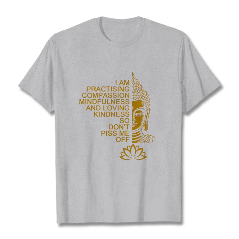 Koszulka z nadrukiem Buddha Stones Casual Golden Side Budda Lotus Flower Pattern Cotton Tee - Image 20