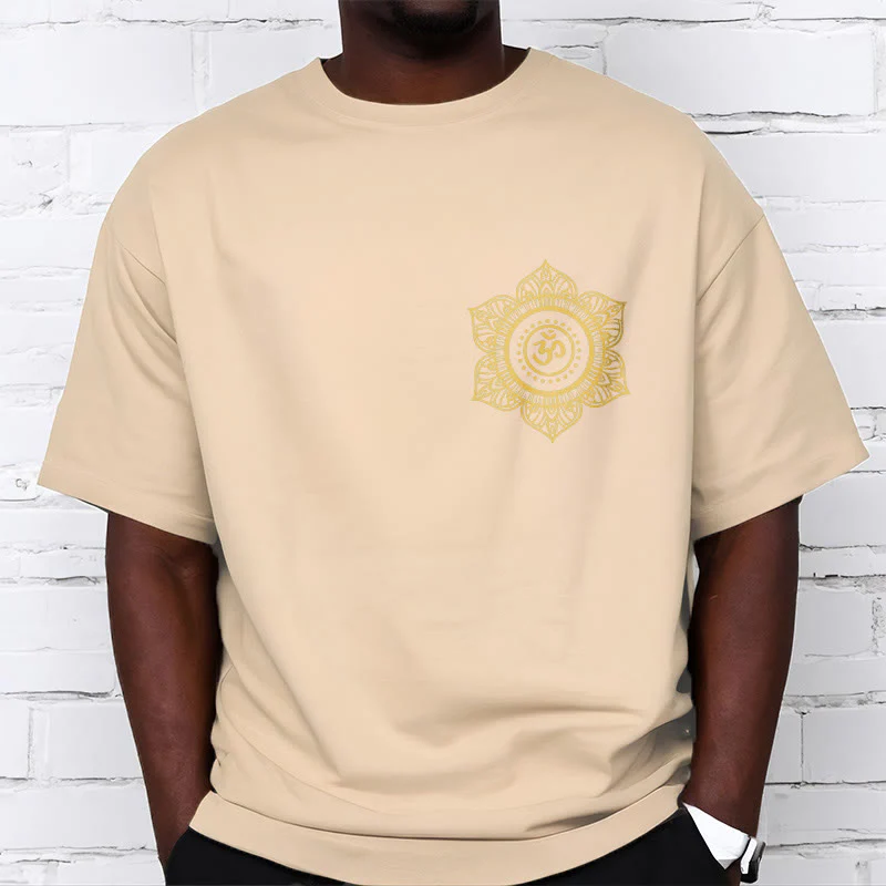 Koszulka z nadrukiem Buddha Stones Golden Mandala OM Pattern - Image 12