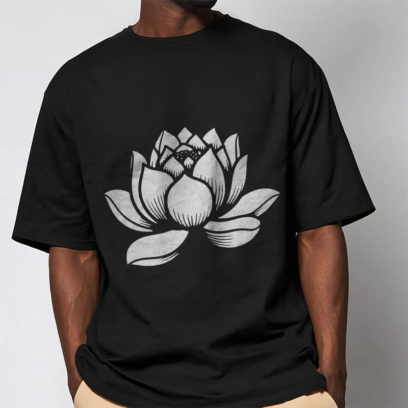 Koszulka z nadrukiem Buddha Stones Lotosu Kwiat T-shirt - Image 5