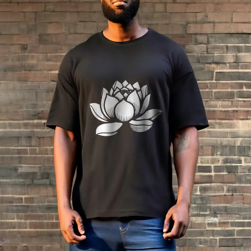 Koszulka z nadrukiem Buddha Stones Lotosu Kwiat T-shirt - Image 6