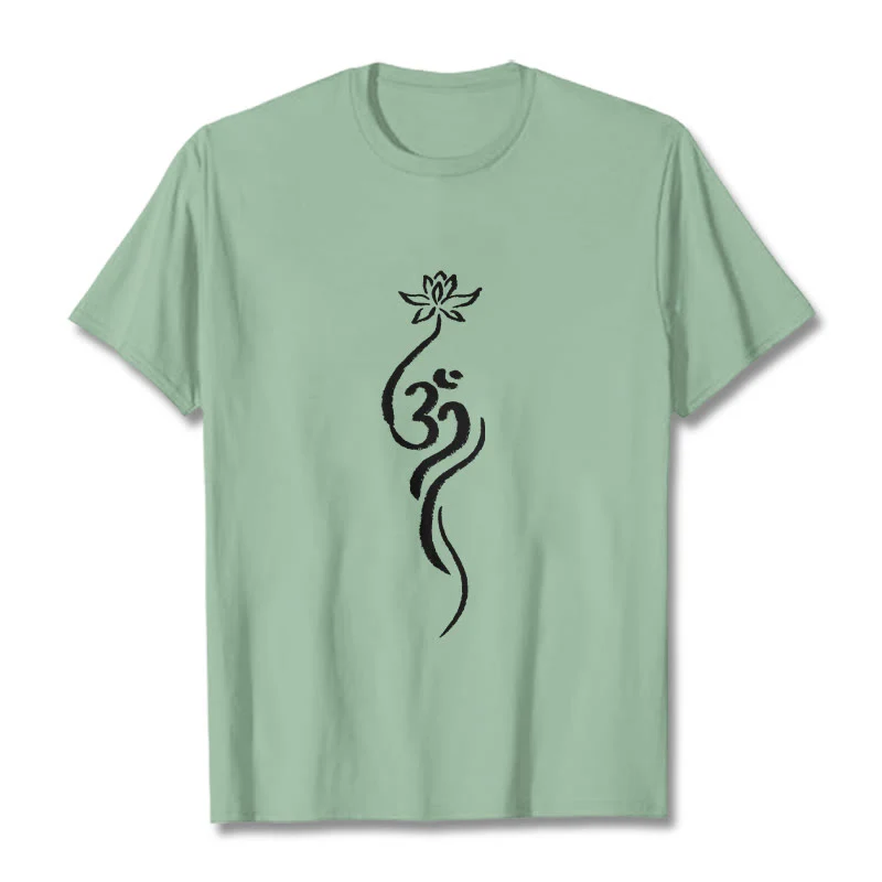 Koszulka z nadrukiem Buddha Stones Lotosu Om Design Tee - Image 15