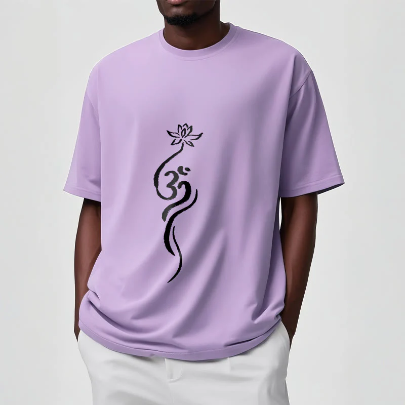 Koszulka z nadrukiem Buddha Stones Lotosu Om Design Tee - Image 18