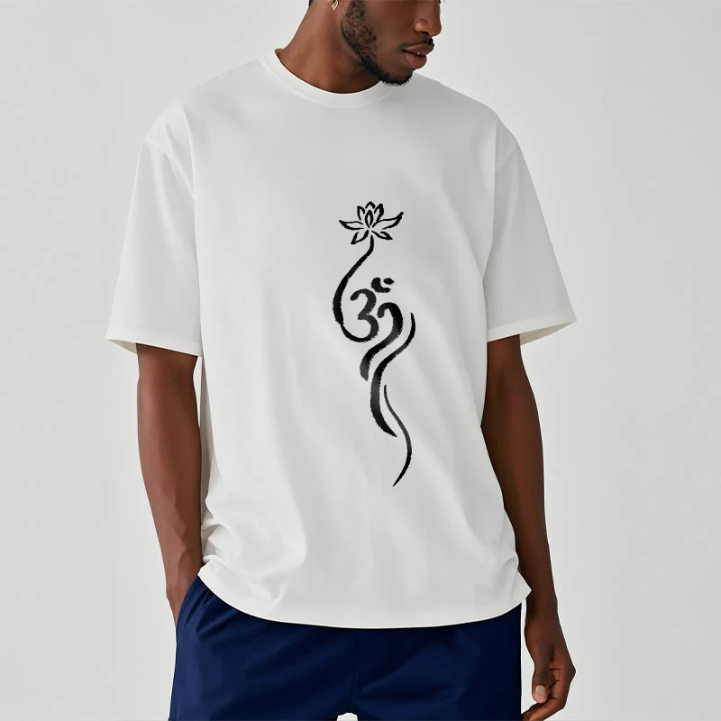Koszulka z nadrukiem Buddha Stones Lotosu Om Design Tee - Image 2