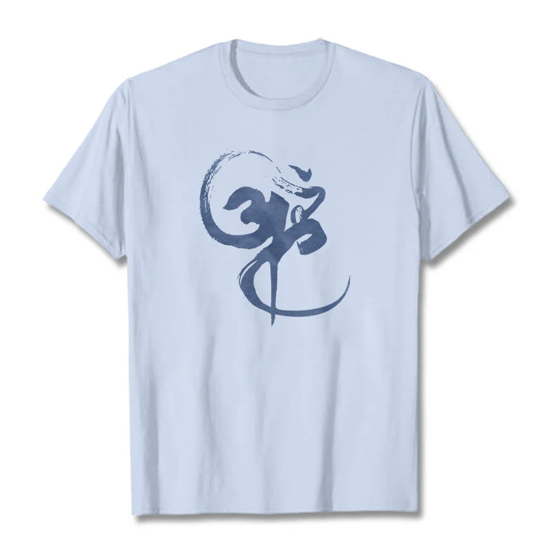 Koszulka z nadrukiem Buddha Stones Om Design Cotton Tee - Image 11