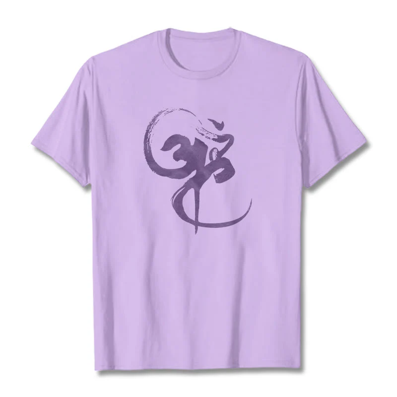 Koszulka z nadrukiem Buddha Stones Om Design Cotton Tee - Image 14