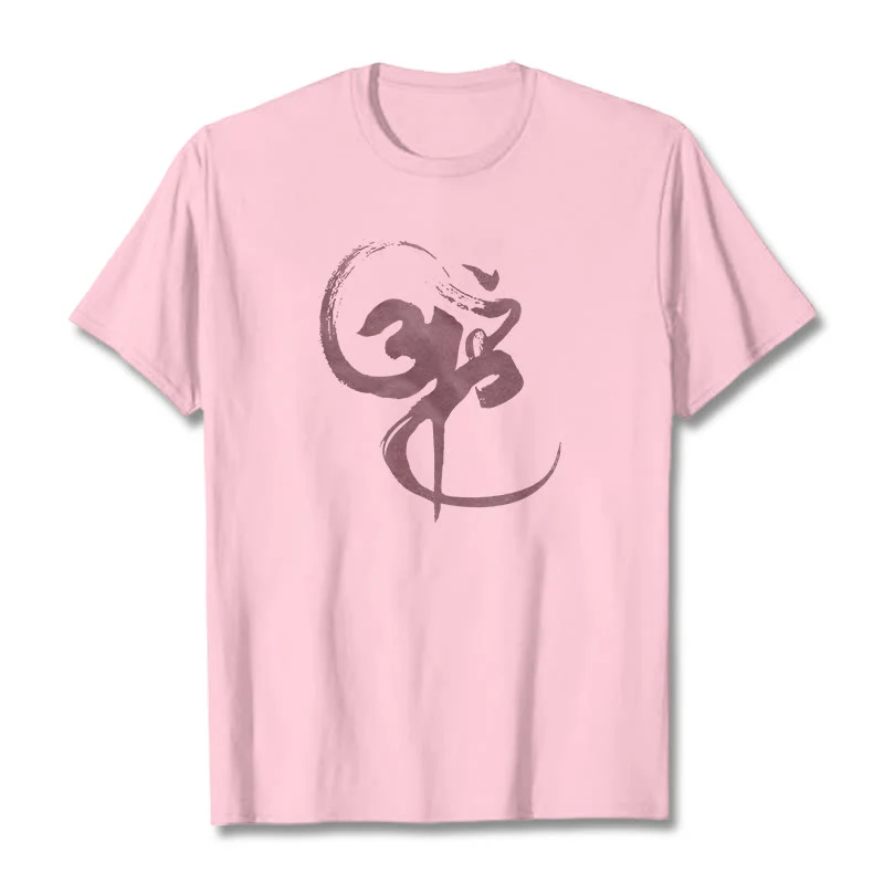 Koszulka z nadrukiem Buddha Stones Om Design Cotton Tee - Image 16