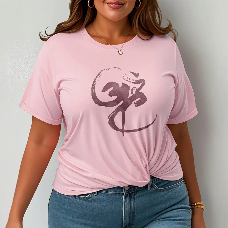 Koszulka z nadrukiem Buddha Stones Om Design Cotton Tee - Image 17