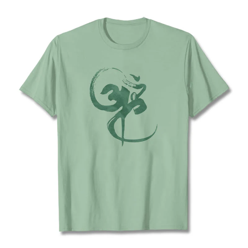 Koszulka z nadrukiem Buddha Stones Om Design Cotton Tee - Image 18