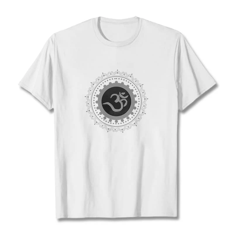 Koszulka z nadrukiem Buddha Stones Om Mandala Wzór Bawełna T-shirt