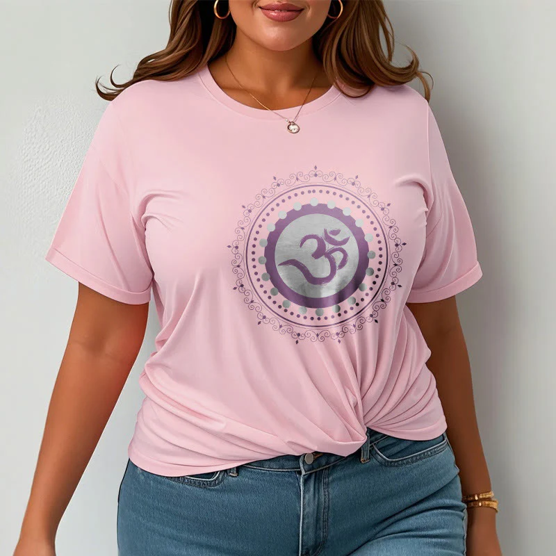 Koszulka z nadrukiem Buddha Stones Om Mandala Wzór Bawełna T-shirt - Image 13