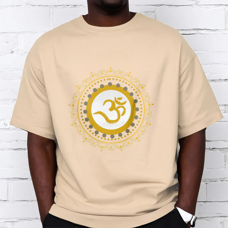 Koszulka z nadrukiem Buddha Stones Om Mandala Wzór Bawełna T-shirt - Image 15