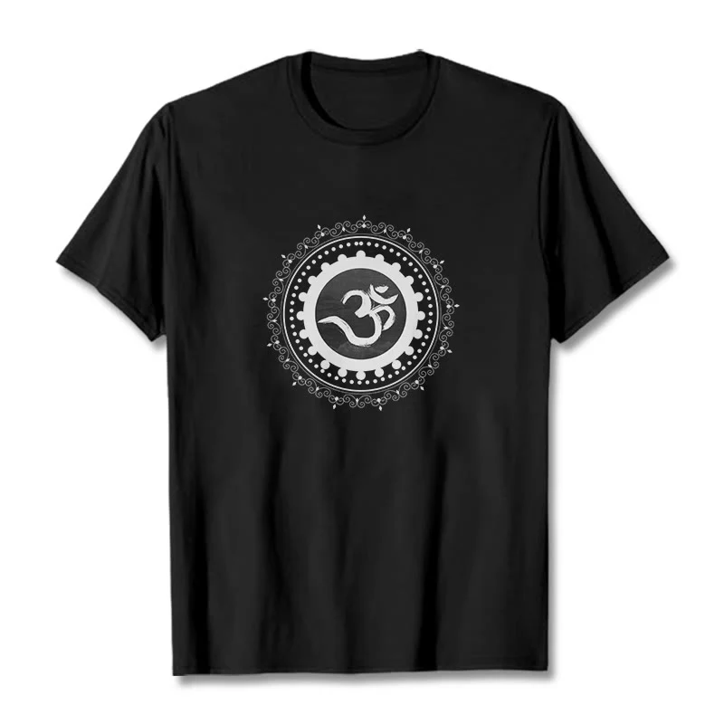 Koszulka z nadrukiem Buddha Stones Om Mandala Wzór Bawełna T-shirt - Image 5