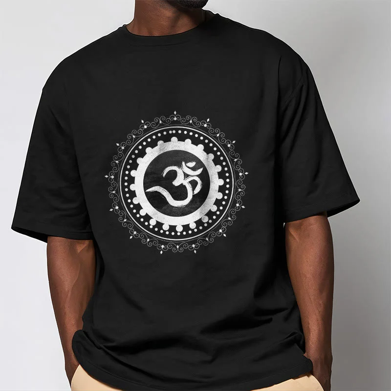 Koszulka z nadrukiem Buddha Stones Om Mandala Wzór Bawełna T-shirt - Image 7