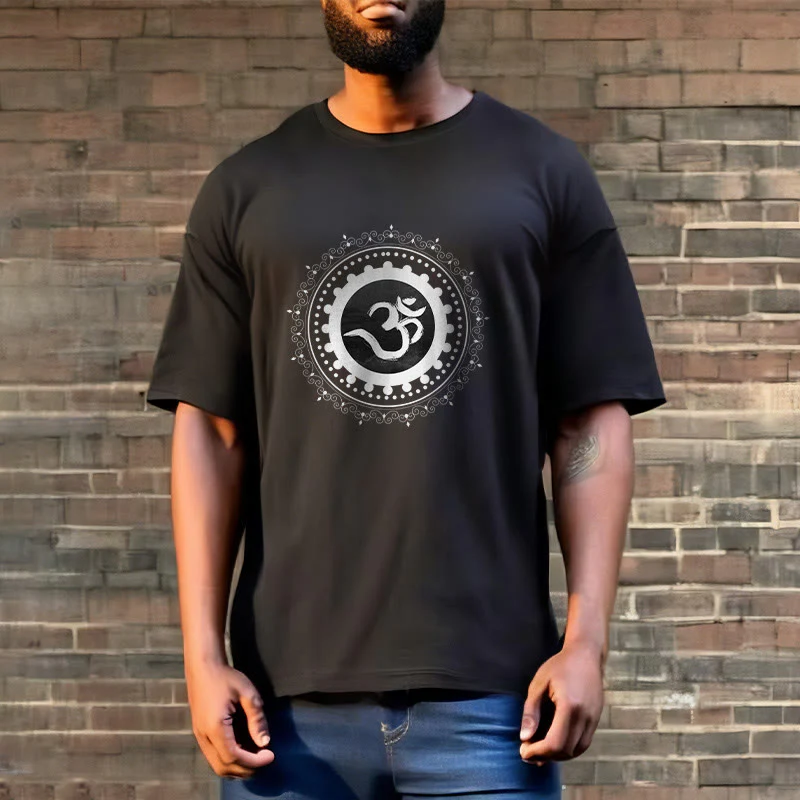 Koszulka z nadrukiem Buddha Stones Om Mandala Wzór Bawełna T-shirt - Image 8