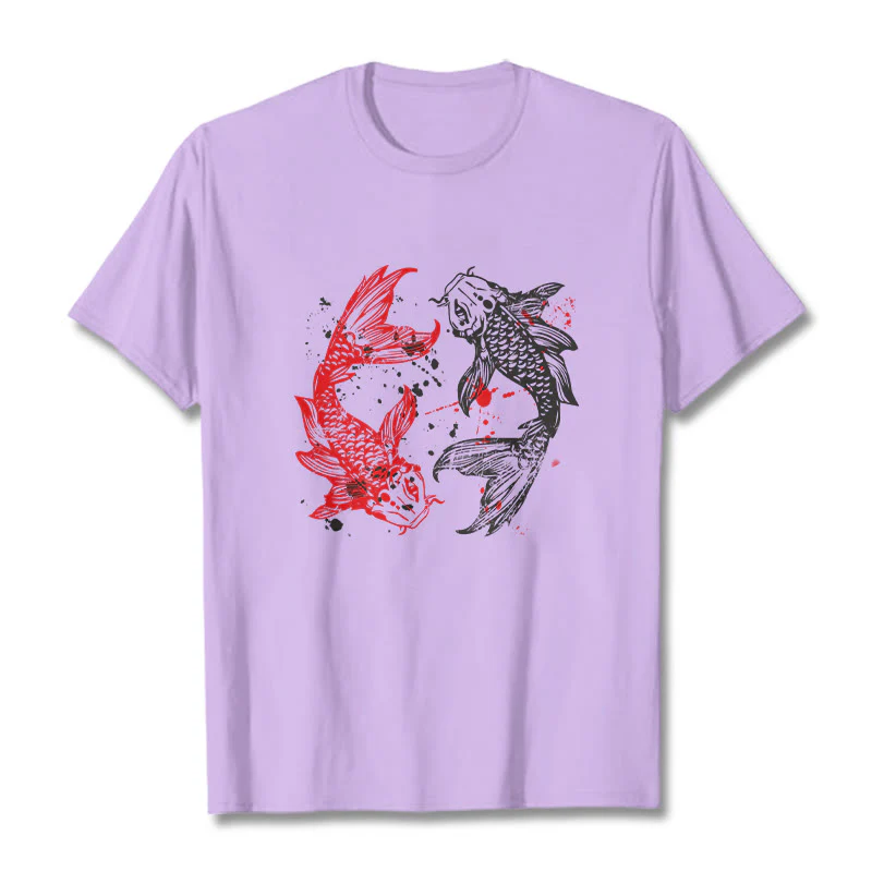 Koszulka z nadrukiem Buddha Stones Red Black Koi Fish - Image 17
