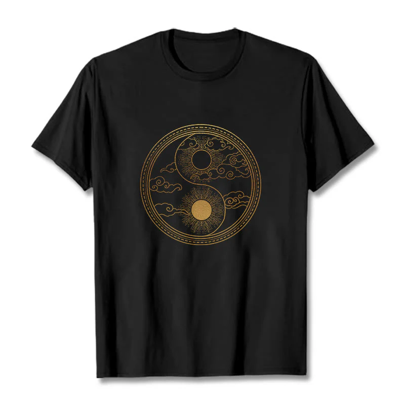 Koszulka z nadrukiem Buddha Stones Yin Yang Sun Uspicious Clouds