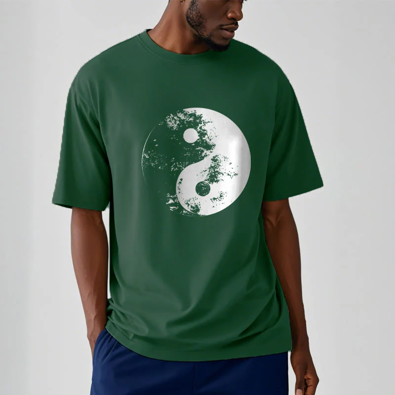 Koszulka z nadrukiem Buddha Stones Yin Yang Tai Chi Wzór Bawełna T-shirt - Image 10
