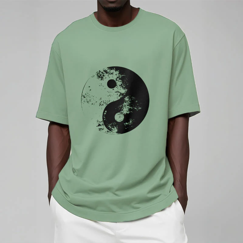 Koszulka z nadrukiem Buddha Stones Yin Yang Tai Chi Wzór Bawełna T-shirt - Image 16