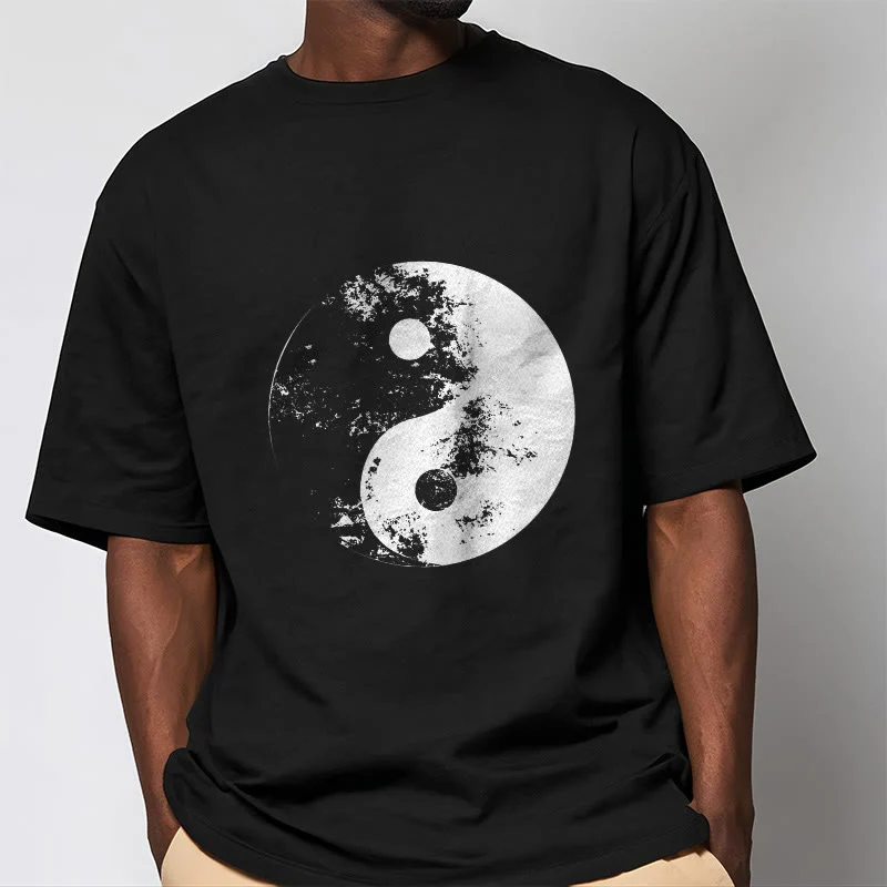 Koszulka z nadrukiem Buddha Stones Yin Yang Tai Chi Wzór Bawełna T-shirt - Image 7