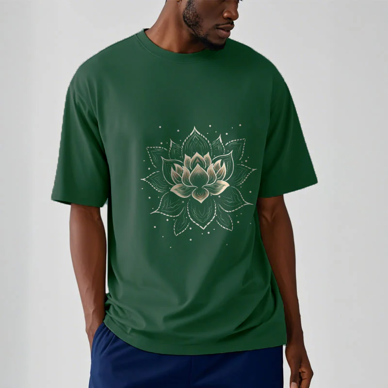 Koszulka z nadrukiem Buddha Stones Złoty Lotos Kwiat T-shirt - Image 12