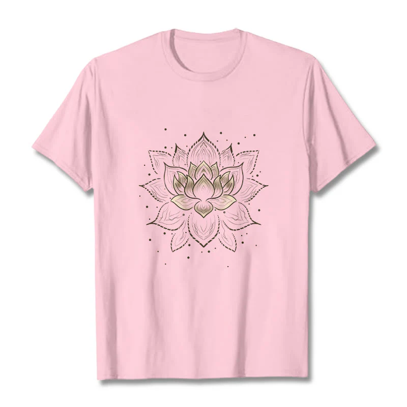 Koszulka z nadrukiem Buddha Stones Złoty Lotos Kwiat T-shirt - Image 13