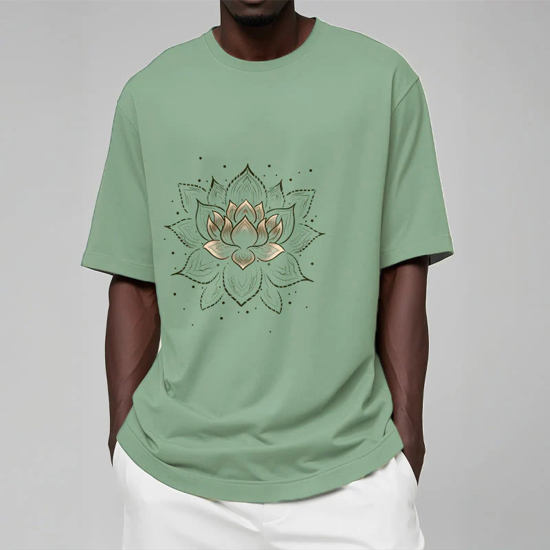 Koszulka z nadrukiem Buddha Stones Złoty Lotos Kwiat T-shirt - Image 16