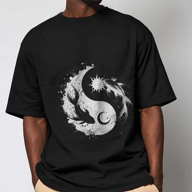 Koszulka z nadrukiem Buddy Stonesun i Księżyca Yin Yang Koi - Image 6