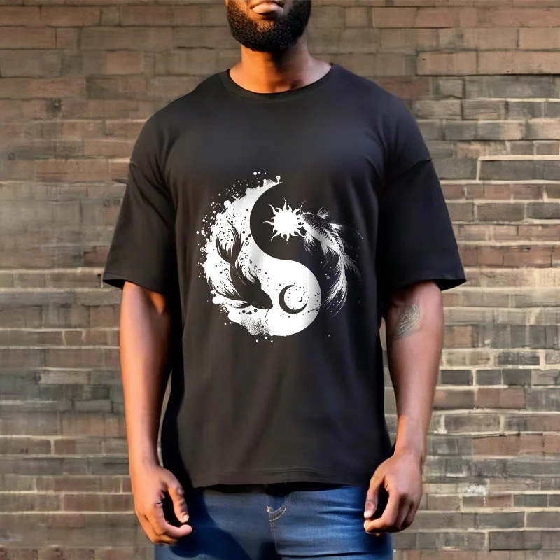 Koszulka z nadrukiem Buddy Stonesun i Księżyca Yin Yang Koi - Image 7