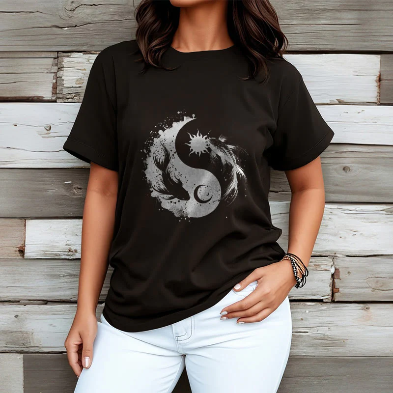 Koszulka z nadrukiem Buddy Stonesun i Księżyca Yin Yang Koi - Image 8