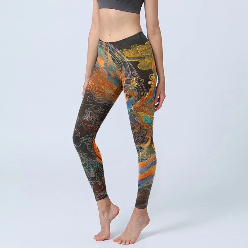 Leginsy do jogi damskie Buddha Stones Vibrant Phoenix Gym