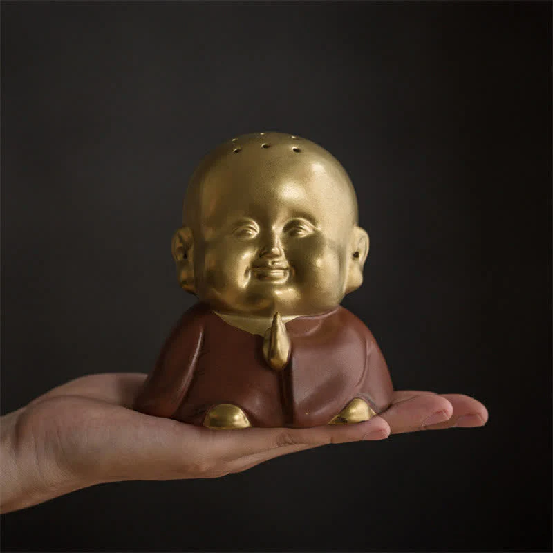 Mały Budda Śmiejący się Budda Ceramiczny uzdrawiający palnik kadzideł - Image 2