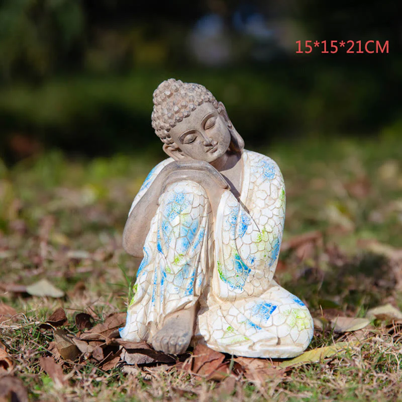 Medytujący Zen Budda Spokój Żywica Statuetka Dekoracja Domu - Image 19