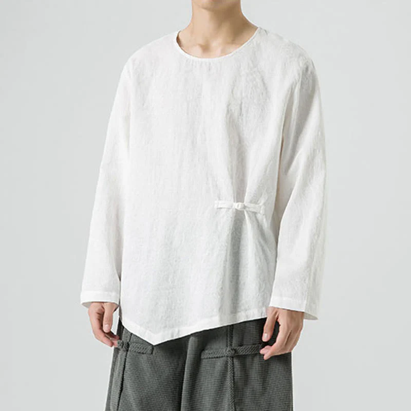 Męska koszulka z długim rękawem z bawełny z chińskimi guzikami Buddha Stones , gładka, z nadrukiem Zen Clothing - Image 13