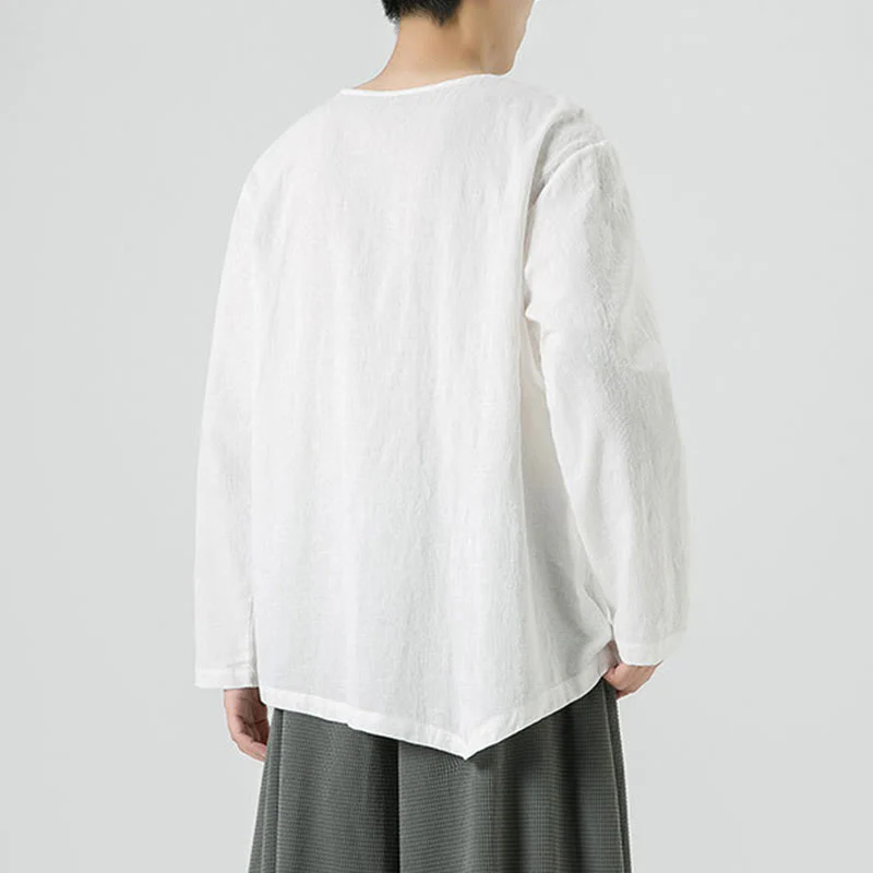 Męska koszulka z długim rękawem z bawełny z chińskimi guzikami Buddha Stones , gładka, z nadrukiem Zen Clothing - Image 17