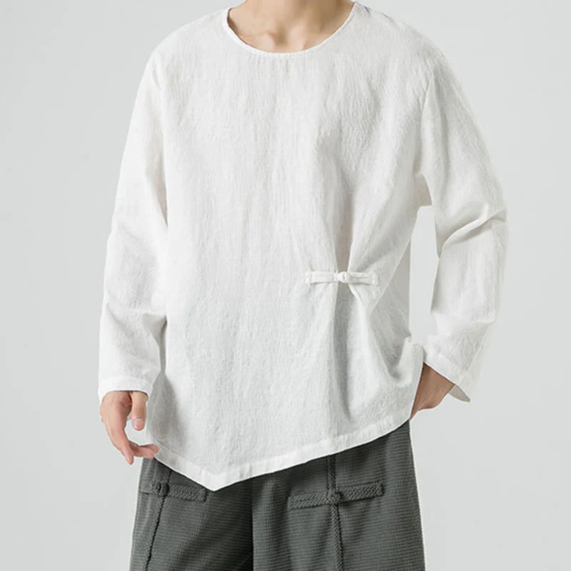 Męska koszulka z długim rękawem z bawełny z chińskimi guzikami Buddha Stones , gładka, z nadrukiem Zen Clothing - Image 18