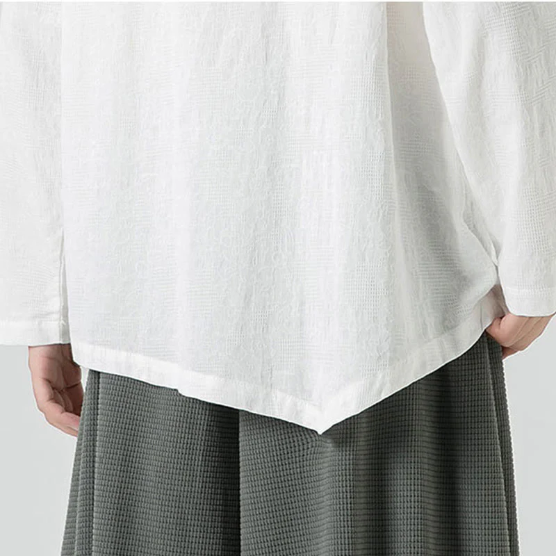 Męska koszulka z długim rękawem z bawełny z chińskimi guzikami Buddha Stones , gładka, z nadrukiem Zen Clothing - Image 22