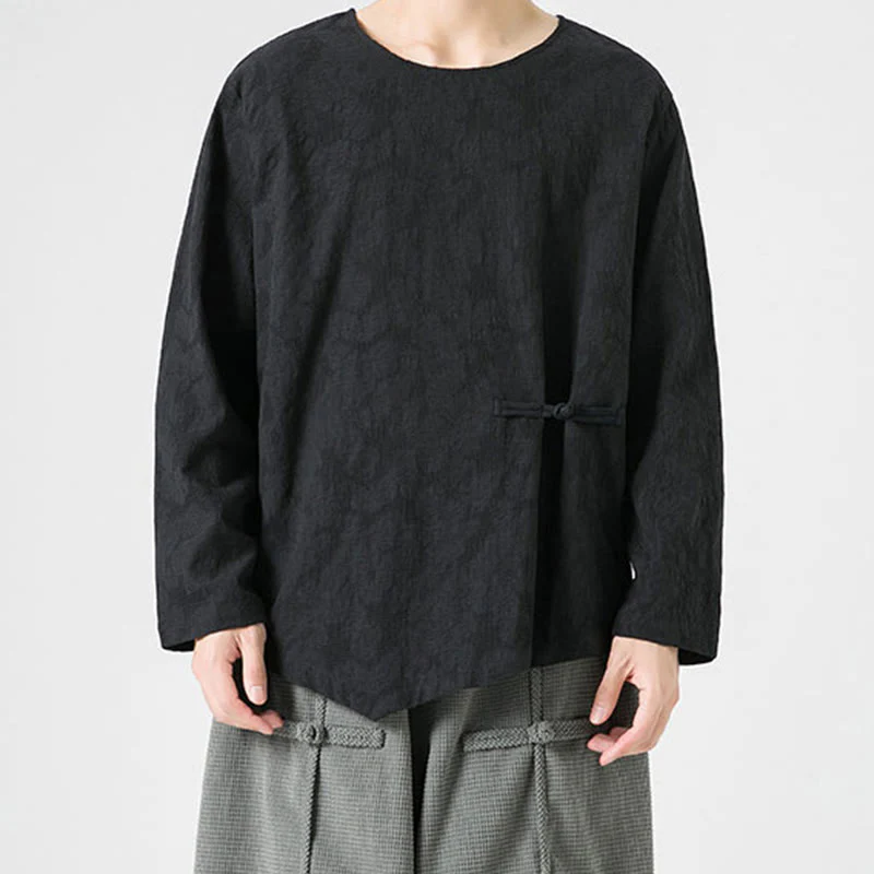 Męska koszulka z długim rękawem z bawełny z chińskimi guzikami Buddha Stones , gładka, z nadrukiem Zen Clothing - Image 26