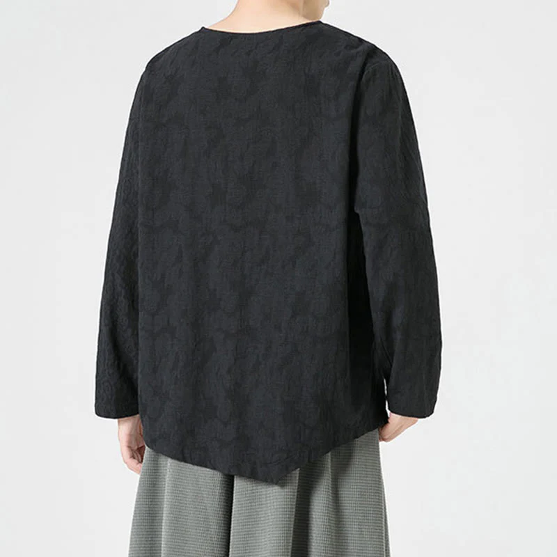 Męska koszulka z długim rękawem z bawełny z chińskimi guzikami Buddha Stones , gładka, z nadrukiem Zen Clothing - Image 32
