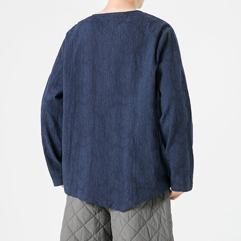 Męska koszulka z długim rękawem z bawełny z chińskimi guzikami Buddha Stones , gładka, z nadrukiem Zen Clothing - Image 5