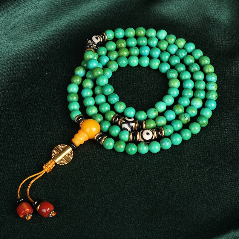 Naszyjnik i bransoletka z Buddha Stones w kolorze turkusowym Mala w kolorze tybetańskim - Image 3