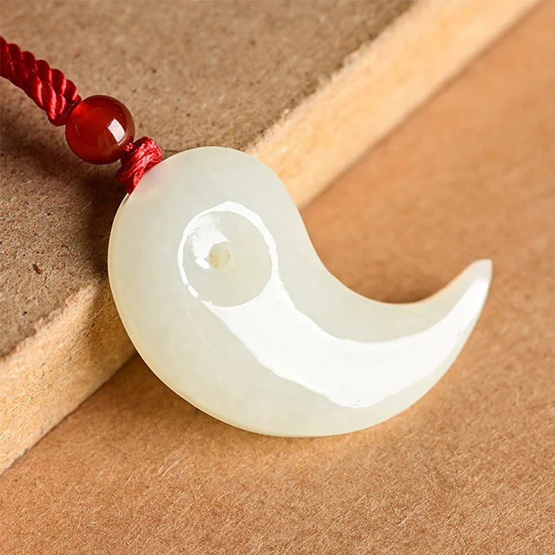 Naszyjnik ochronny Yin Yang z białego jadeitu i błękitnego jadeitu, błogosławieństwo i wisior sznurkowy - Image 7