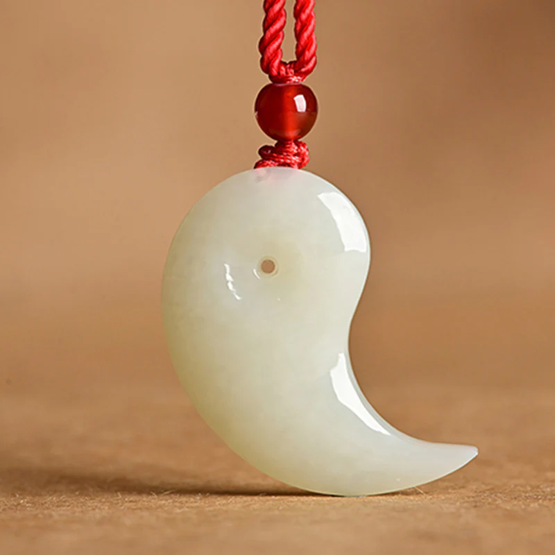 Naszyjnik ochronny Yin Yang z białego jadeitu i błękitnego jadeitu, błogosławieństwo i wisior sznurkowy - Image 8