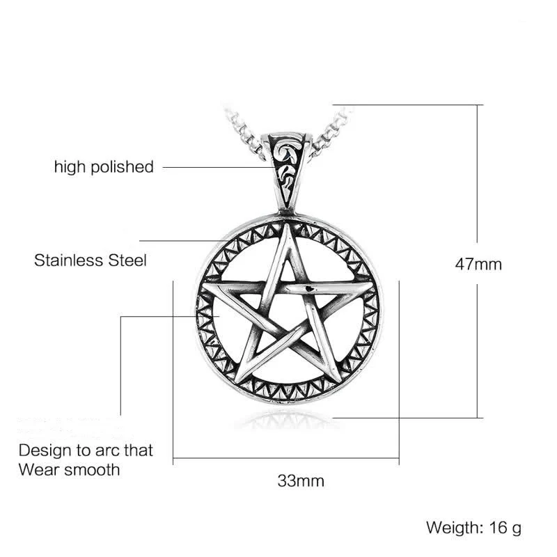 Naszyjnik Pentagram Titanium Steel Balance Wisiorek - Image 8