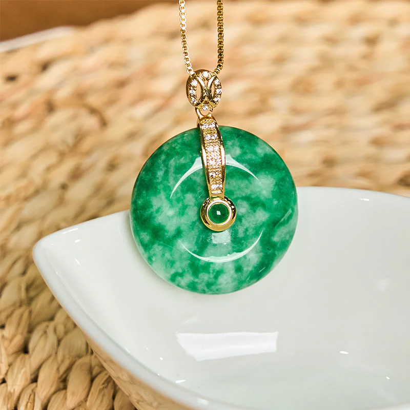 Naszyjnik uzdrawiający z naturalnym cyjanowym jadeitem Buddha Stones z klamrą pokoju - Image 3